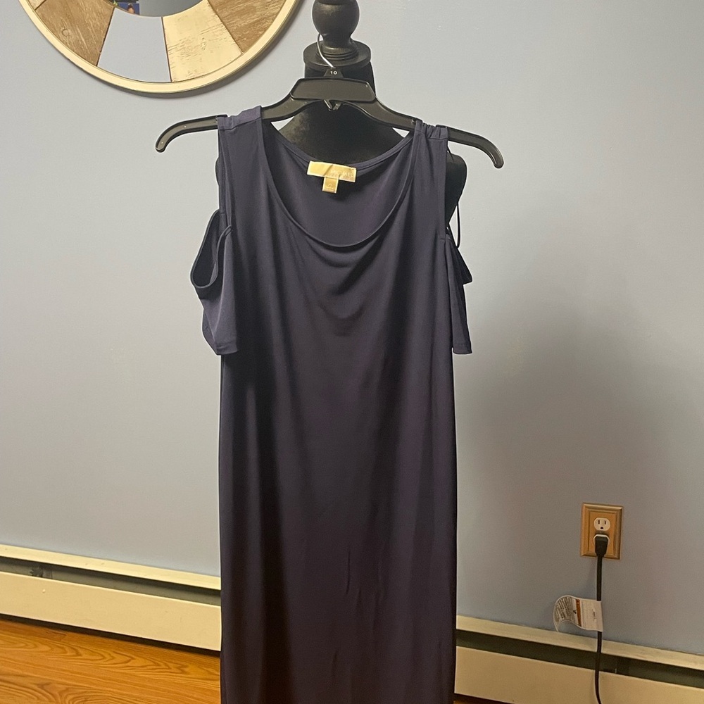 Michael Kors blue open shoulder dress